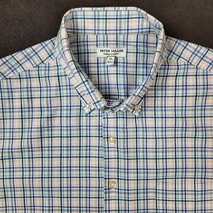 Peter Millar Roxbury Performance Poplin Sport Shirt Men XL Maritime Plaid Button